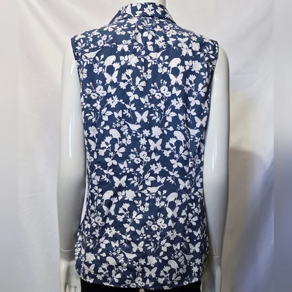 Coldwater Creek Blue and White Floral Button-Down Shirt - Picture 2 of 5